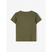 Μπλουζάκι από οργανικό βαμβάκι με επιγραφή, σκούρο πράσινο Name it 236094 2