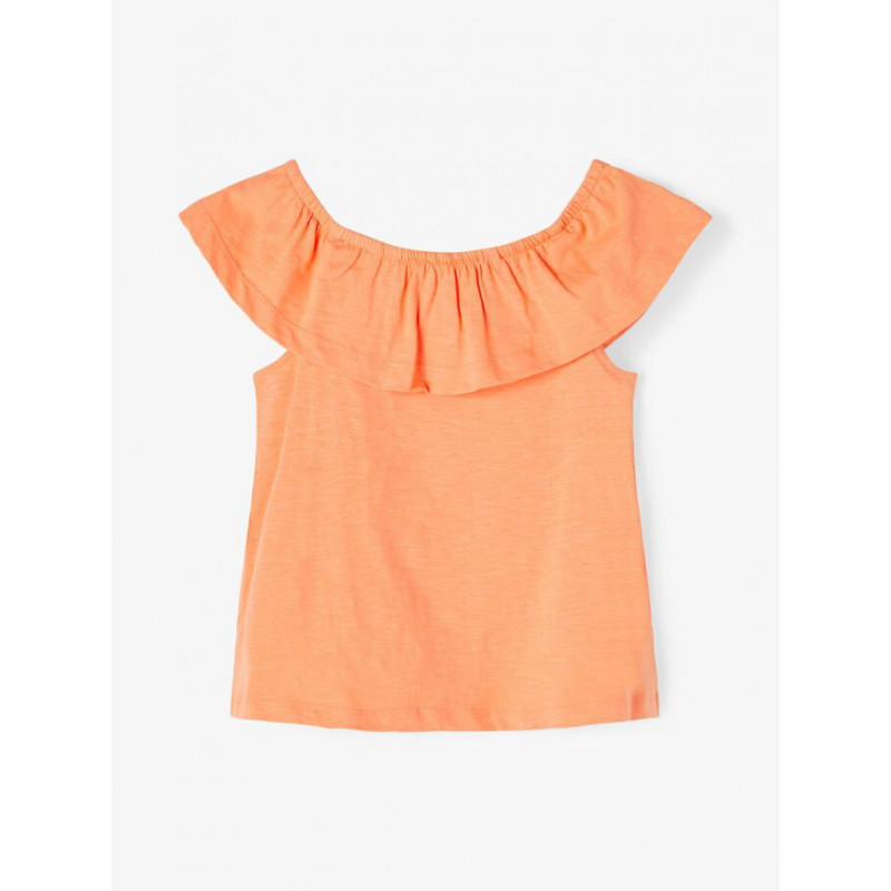 Αμάνικη μπλούζα από οργανικό βαμβάκι με βολάν, πορτοκαλί  236105