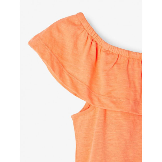 Αμάνικη μπλούζα από οργανικό βαμβάκι με βολάν, πορτοκαλί Name it 236107 3