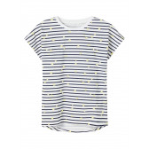 Μπλουζάκι από οργανικό βαμβάκι με εκτύπωση σε λευκό και μπλε χρώμα Name it 236108 