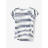 Μπλουζάκι από οργανικό βαμβάκι με εκτύπωση σε λευκό και μπλε χρώμα Name it 236109 2