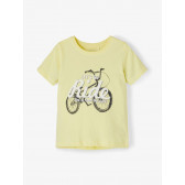Μπλουζάκι από οργανικό βαμβάκι με γραφική εκτύπωση, σε κίτρινο χρώμα Name it 236111 