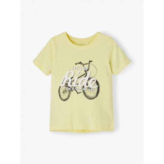 Μπλουζάκι από οργανικό βαμβάκι με γραφική εκτύπωση, σε κίτρινο χρώμα Name it 236111 