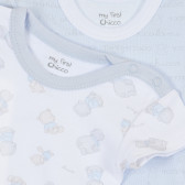 Σετ 2 μακρυμάνικα φορμάκια για αγόρι, σε γαλάζιο και λευκό χρώμα με τυπωμένα σχέδια Chicco 236258 3