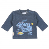 Μπλε βαμβακερή μακρυμάνικη μπλούζα με παιδικό τύπωμα για αγόρι Chicco 236262 