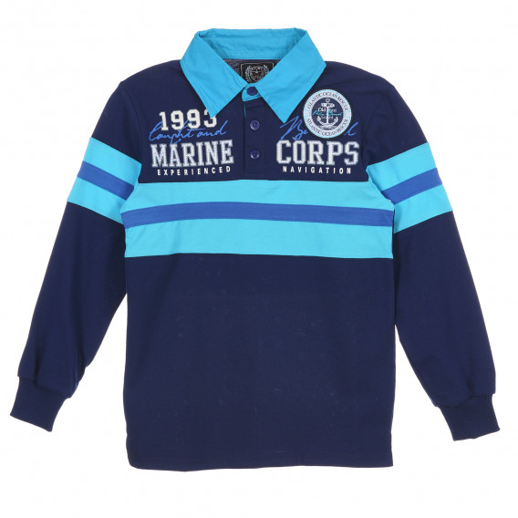 Μακρυμάνικη μπλούζα για αγόρι, με γιακά και τυπωμένα σχέδια Marine Corps 236298 