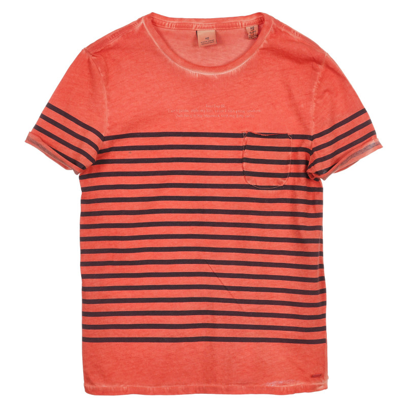 Βαμβακερό μπλουζάκι για αγόρια, πορτοκαλί με μαύρες ρίγες  236343