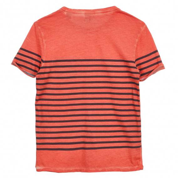 Βαμβακερό μπλουζάκι για αγόρια, πορτοκαλί με μαύρες ρίγες Scotch Shrunk 236345 4