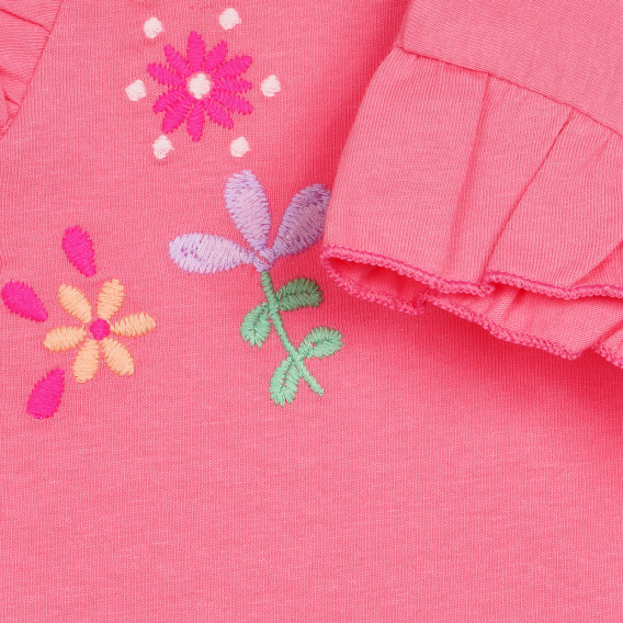 Βαμβακερή μπλούζα με απλικέ λουλούδια για ένα μωρό, ροζ Benetton 236369 3