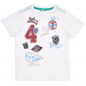 Βαμβακερό μπλουζάκι με γραφική εκτύπωση για ένα μωρό, σε λευκό χρώμα Benetton 236387 