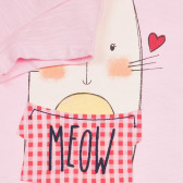 Βαμβακερό μπλουζάκι με τύπωμα γάτας με κασκόλ για ένα μωρό, ροζ Benetton 236393 3