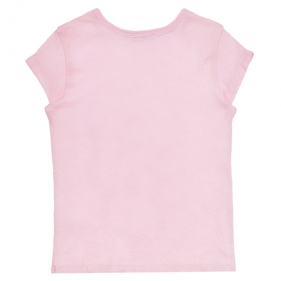 Βαμβακερό μπλουζάκι με τύπωμα γάτας με κασκόλ για ένα μωρό, ροζ Benetton 236394 4
