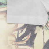 Μπλουζάκι με τύπωμα μοτοσικλέτας στη ζούγκλα, λευκό Benetton 236433 3