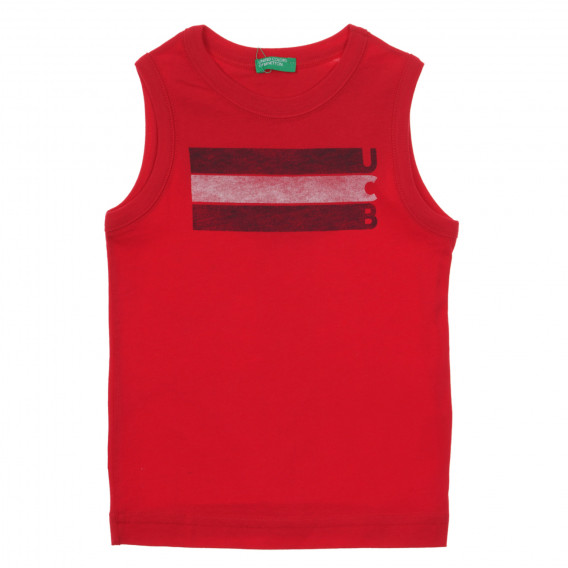 Βαμβακερή μπλούζα με λογότυπο μάρκας για μωρό, κόκκινη Benetton 236443 