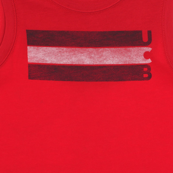 Βαμβακερή μπλούζα με λογότυπο μάρκας για μωρό, κόκκινη Benetton 236444 2