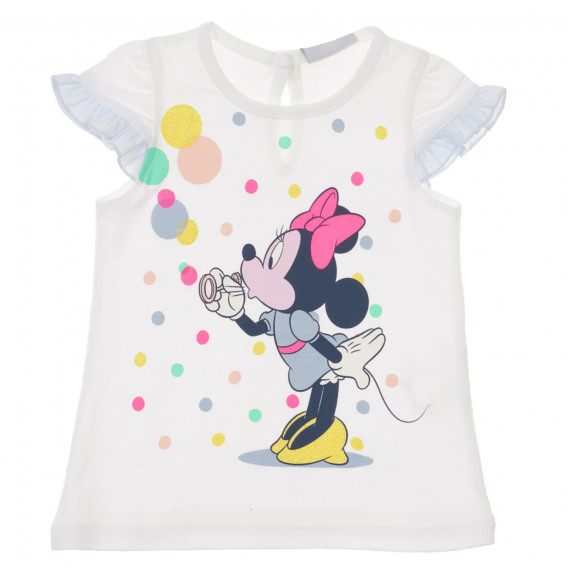 Βαμβακερό μπλουζάκι με τύπωμα Minnie Mouse για μωρό, λευκό Benetton 236447 