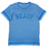 Βαμβακερό μπλουζάκι με στάμπα για μωρό, σε μπλε χρώμα Benetton 236459 