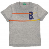 Βαμβακερό μπλουζάκι με λογότυπο μάρκας για μωρό, γκρι Benetton 236486 