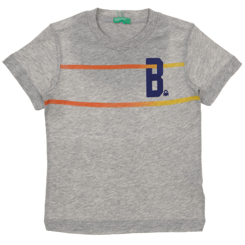 Βαμβακερό μπλουζάκι με λογότυπο μάρκας για μωρό, γκρι  236486
