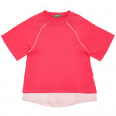 Βαμβακερή μπλούζα με ανοιχτό ροζ τόνους, ροζ Benetton 236494 