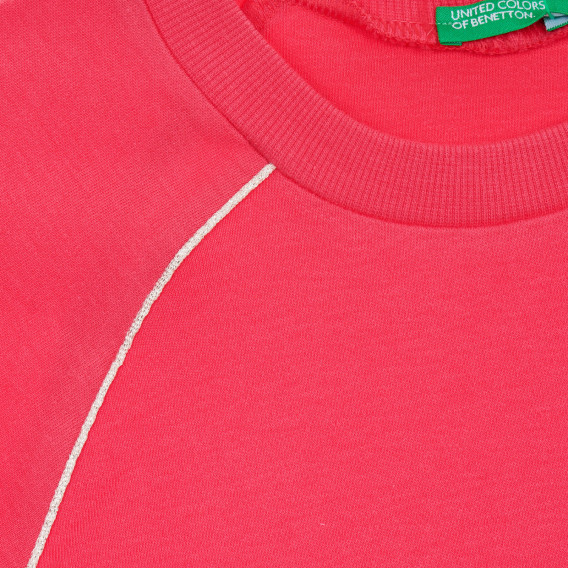 Βαμβακερή μπλούζα με ανοιχτό ροζ τόνους, ροζ Benetton 236496 3