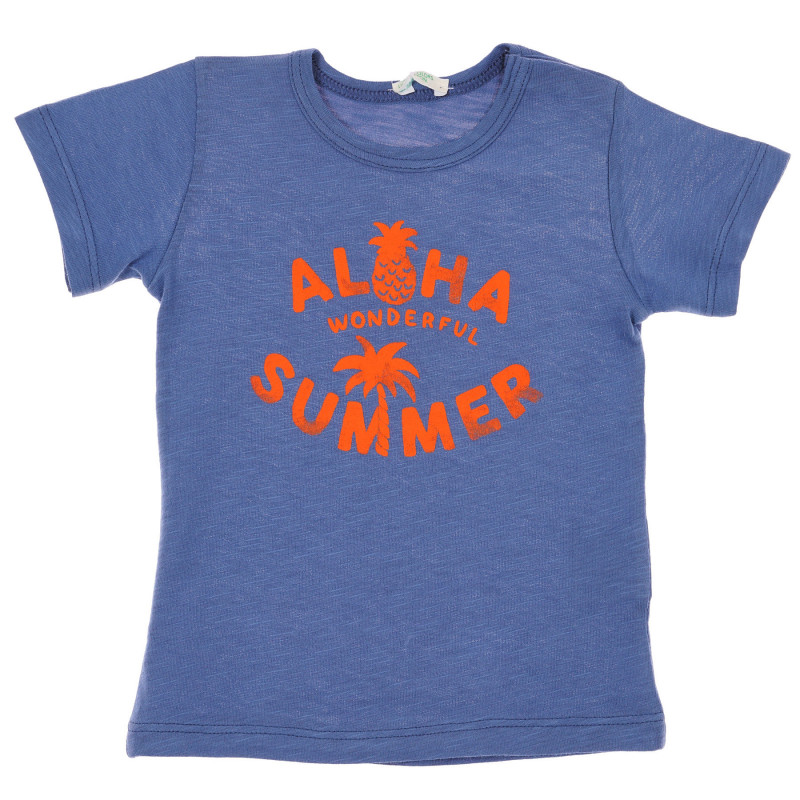 Βαμβακερό μπλουζάκι με τύπωμα και λεζάντα για ένα μωρό, μπλε  236526