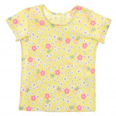 Βαμβακερό μπλουζάκι με φλοράλ τύπωμα για ένα μωρό, κίτρινο Benetton 236558 