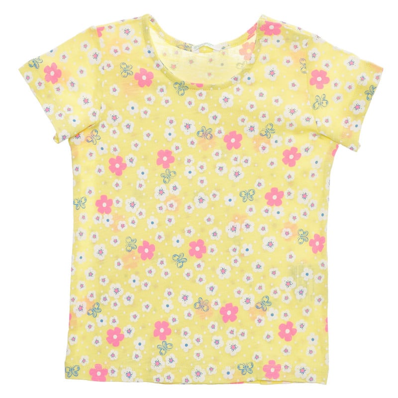 Βαμβακερό μπλουζάκι με φλοράλ τύπωμα για ένα μωρό, κίτρινο  236558