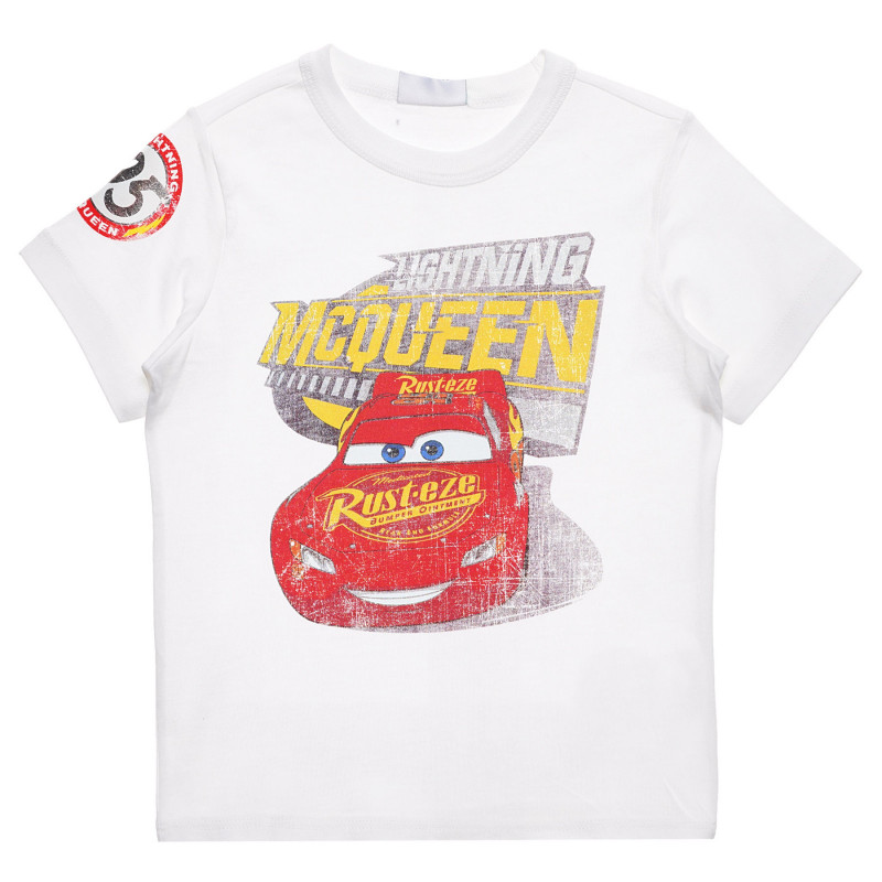 Βαμβακερό μπλουζάκι με τύπωμα Lightning McQueen για ένα μωρό, λευκό  236566