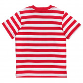 Βαμβακερό μπλουζάκι με λεζάντα, σε λευκές κόκκινες ρίγες Benetton 236579 4