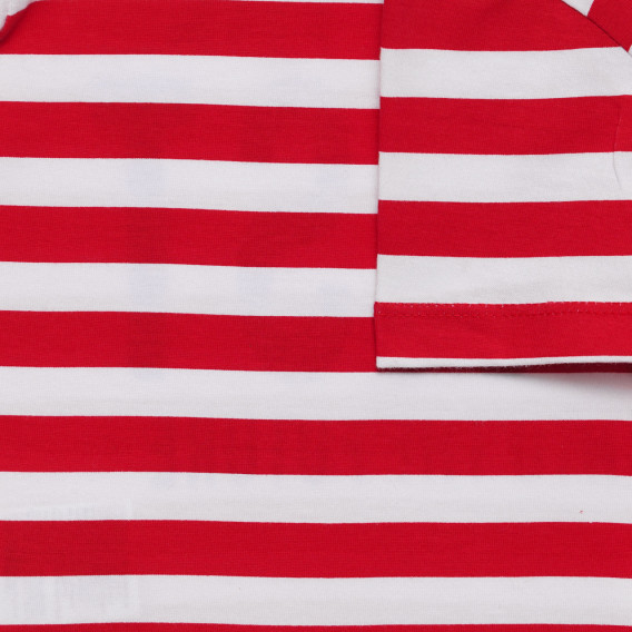 Βαμβακερό μπλουζάκι με λεζάντα, σε λευκές κόκκινες ρίγες Benetton 236580 2