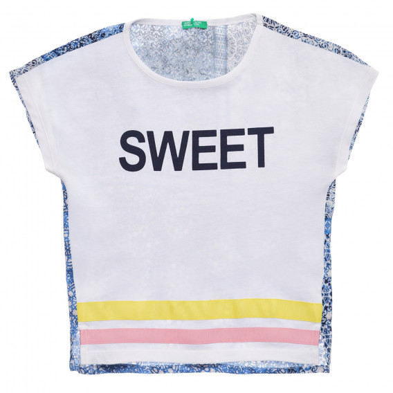 Μπλουζάκι με λεζάντα και σχέδιο, λευκό Benetton 236586 