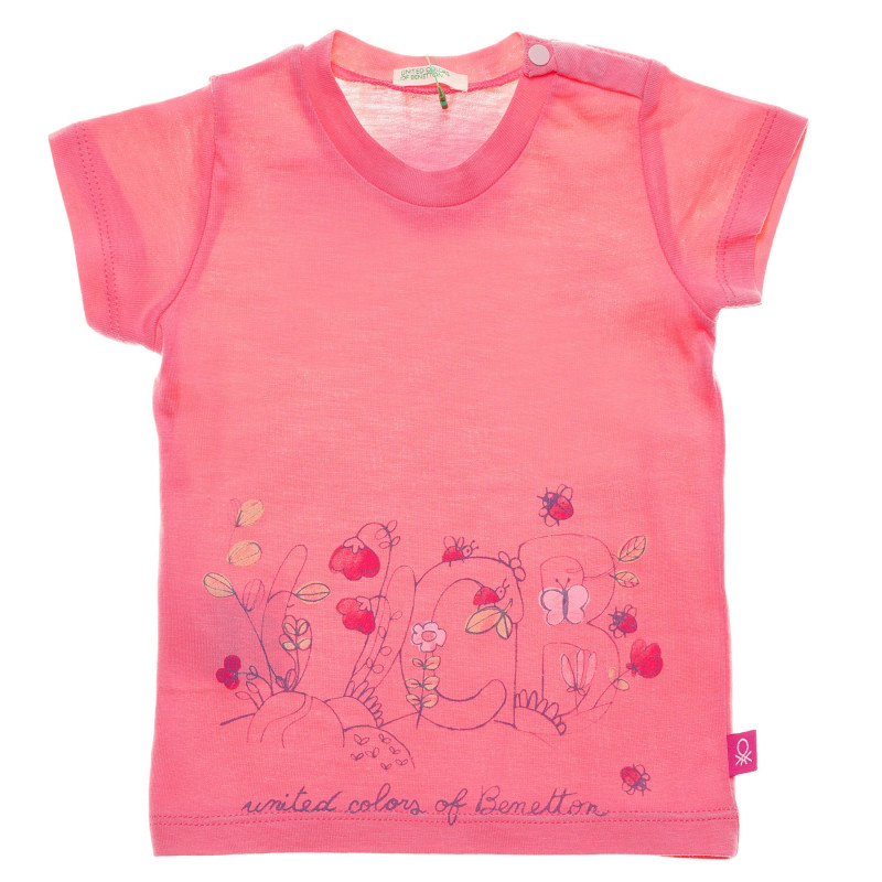 Βαμβακερό μπλουζάκι με λουλουδάτο σχέδιο για ένα μωρό, ροζ  236590