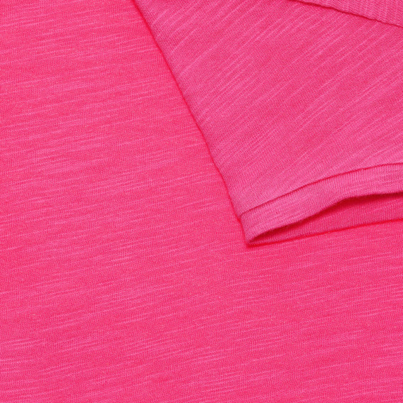Βαμβακερό μπλουζάκι με λεζάντα πούλιες σε σχήμα λουλουδιών, ροζ Benetton 236600 3