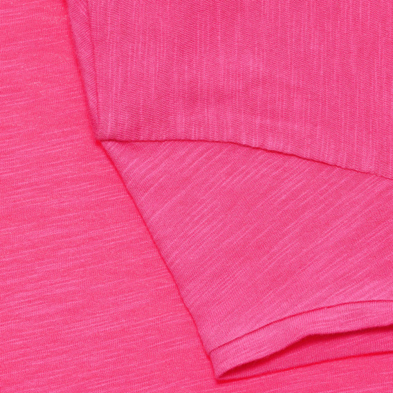 Βαμβακερό μπλουζάκι με λεζάντα πούλιες σε σχήμα λουλουδιών, ροζ Benetton 236601 4