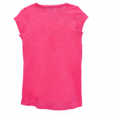 Βαμβακερό μπλουζάκι με λεζάντα πούλιες σε σχήμα λουλουδιών, ροζ Benetton 236602 5