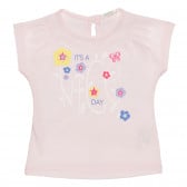 Βαμβακερή μπλούζα με κοντά μανίκια για ένα μωρό, ροζ Benetton 236619 