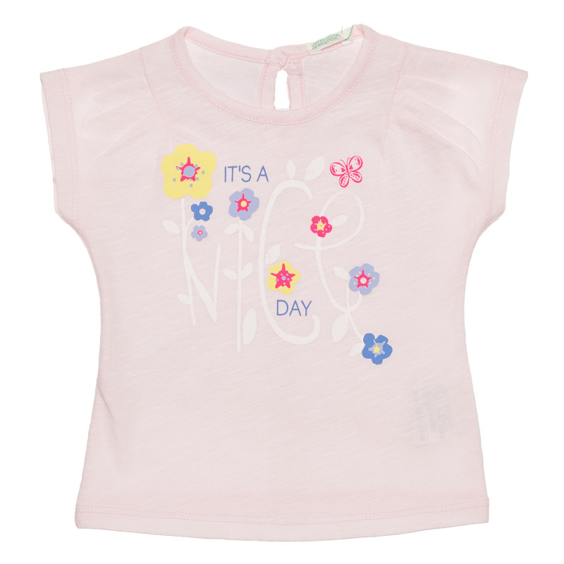 Βαμβακερή μπλούζα με κοντά μανίκια για ένα μωρό, ροζ  236619