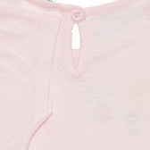 Βαμβακερή μπλούζα με κοντά μανίκια για ένα μωρό, ροζ Benetton 236621 3