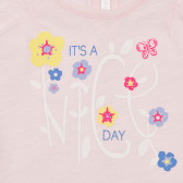 Βαμβακερή μπλούζα με κοντά μανίκια για ένα μωρό, ροζ Benetton 236622 4
