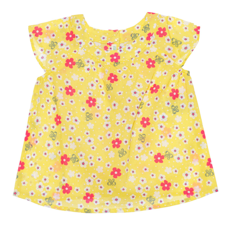 Βαμβακερό τουνίκ με λουλουδάτο σχέδιο για ένα μωρό, κίτρινο  236635
