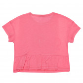 Βαμβακερό μπλουζάκι με τη λεζάντα Smile, ροζ Benetton 236649 3