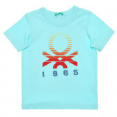Βαμβακερό μπλουζάκι με το λογότυπο της μάρκας για ένα μωρό, γαλάζιο Benetton 236651 
