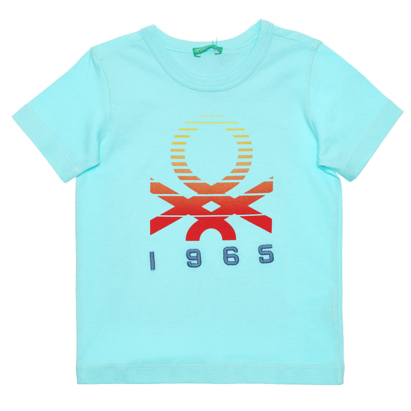 Βαμβακερό μπλουζάκι με το λογότυπο της μάρκας για ένα μωρό, γαλάζιο  236651