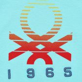 Βαμβακερό μπλουζάκι με το λογότυπο της μάρκας για ένα μωρό, γαλάζιο Benetton 236654 4