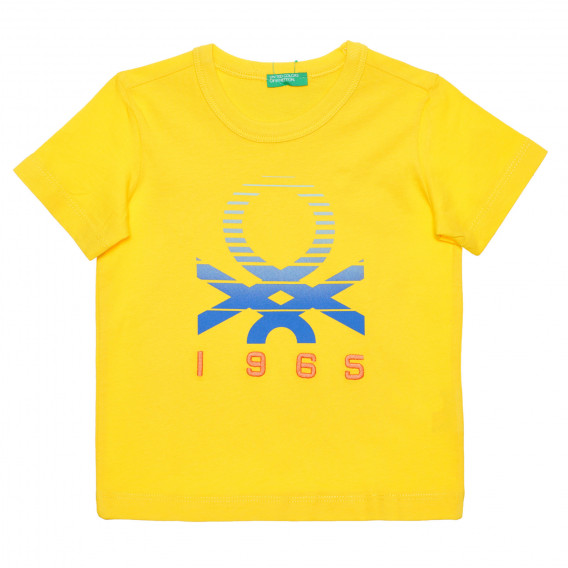 Βαμβακερό μπλουζάκι με το λογότυπο της μάρκας για ένα μωρό, με κίτρινο χρώμα Benetton 236655 