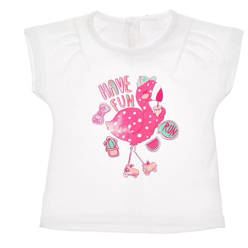 Βαμβακερή μπλούζα με κοντά μανίκια για ένα μωρό, λευκό  236663
