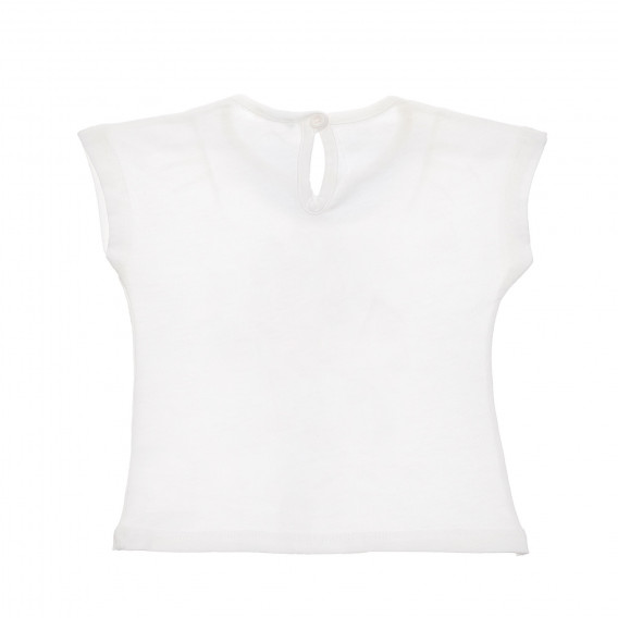 Βαμβακερή μπλούζα με κοντά μανίκια για ένα μωρό, λευκό Benetton 236664 2