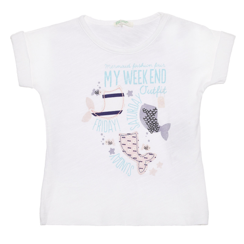 Βαμβακερό μπλουζάκι με τύπωμα για μωρό, λευκό  236695