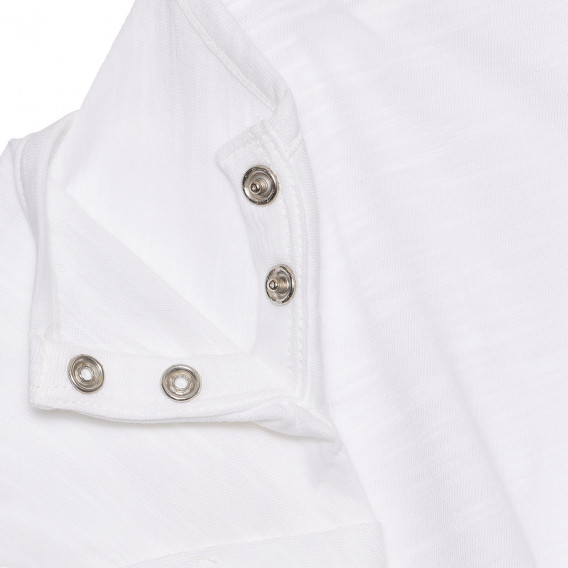 Βαμβακερό μπλουζάκι με τύπωμα για μωρό, λευκό Benetton 236697 3